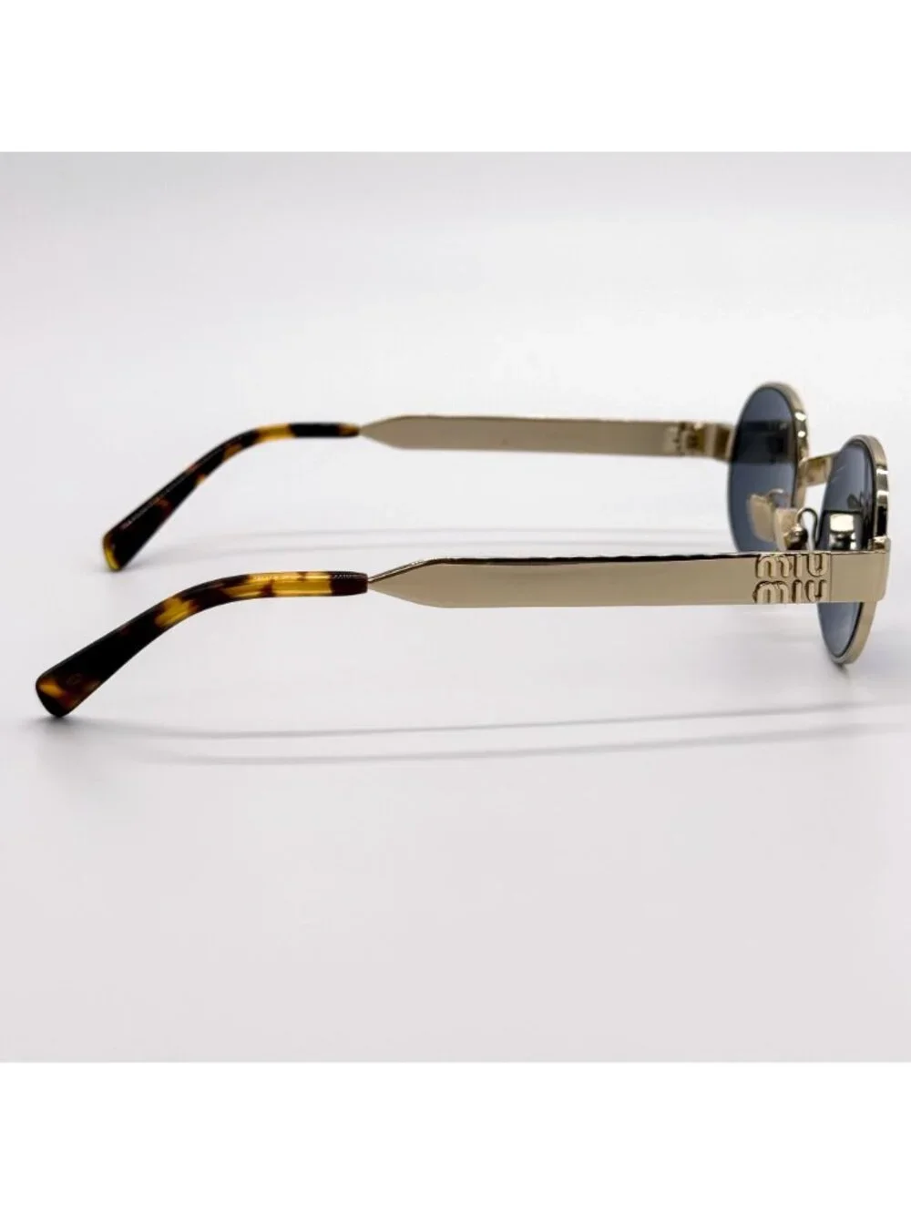 New Miu Miu MUB51S ZVN70B Gold Gray Women Round Sunglasses SMU B51